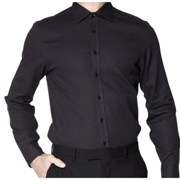 ben Sherman Slim Fit Size Large 16-16.5 34/35 Black Basketweave Dobby Shirt NWT - Picture 11 of 14